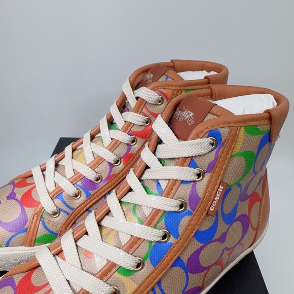 Coach CA855 Citysole High Top Platform Sneaker In Rainbow Signature Canvas 7 - Picture 3 of 11